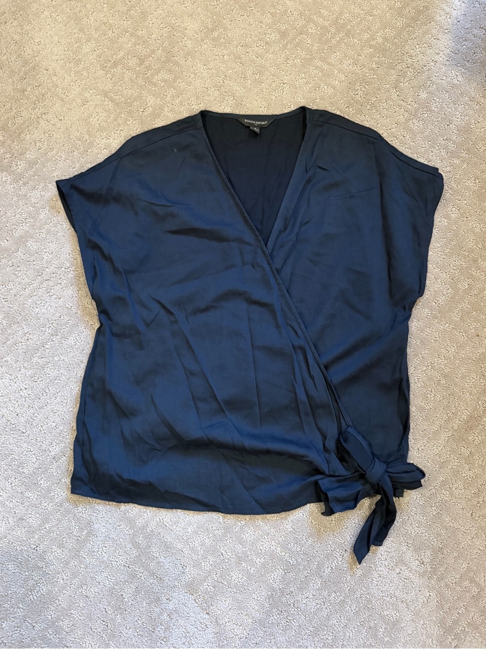 Banana Republic Navy Wrap Tie Blouse Top Size Small